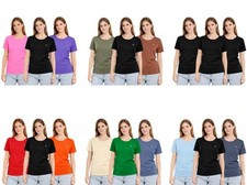 3 Pack Women's Crewneck T-Shirt Ladies Tee Shirt Half Sleeve For Ladies S-2XL