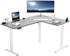 VIVO Gray / White Electric 63" x 47" Corner Standing Desk