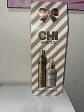 NIB CHI Keratin Smooth  Secure Kit Hairspray 10 oz  Leave In Conditioner 6 Oz