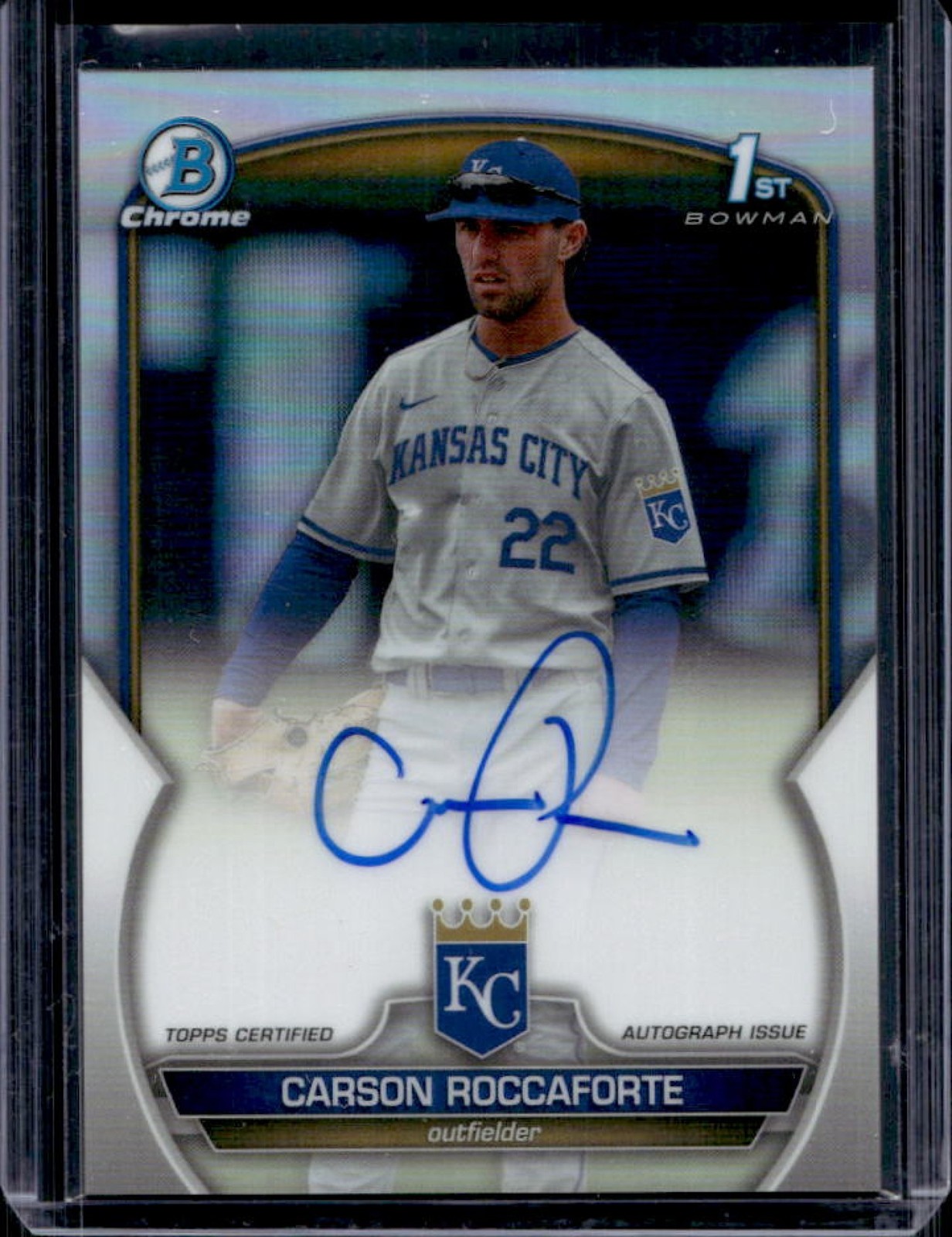 2023 Bowman Draft Carson Roccaforte Chrome Auto Refractor 1st #/499 Royals