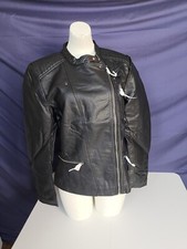 RRP £42 UK Size 14 (EU42/US10) Only Faux Leather Biker Black Jacket
