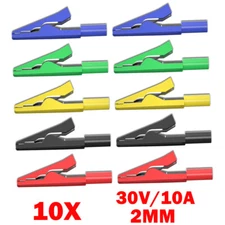 10PACK Insulated Alligator Clips Electrical Crocodile Clamps For 2mm Test Probe