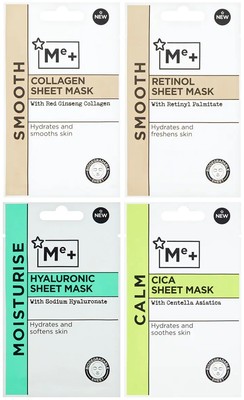 ME+ FEUCHTIGKEITSSPENDEN GLATTE RUHIGE Haut Gesichtsmaske Blatt Kollagen/Retinol/Hyaluron/Cica