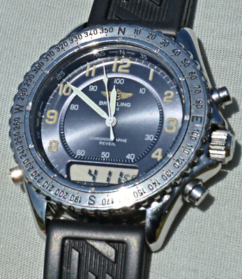 Seltener Breitling Reveil Chronograph Ref. A51035 Schönes blaues Zifferblatt Avio