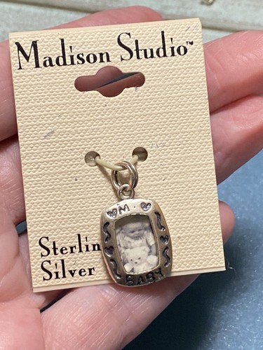 925 Sterling Silver Madison Studios Baby Picture Frame Bracelet Charm/Pendant - Picture 8 of 8
