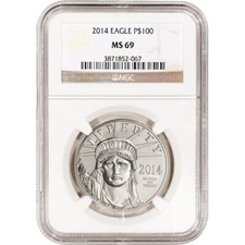 American Platinum Eagle 1 oz $100 - NGC MS69 Random Date and Label  2217.13 per troy oz