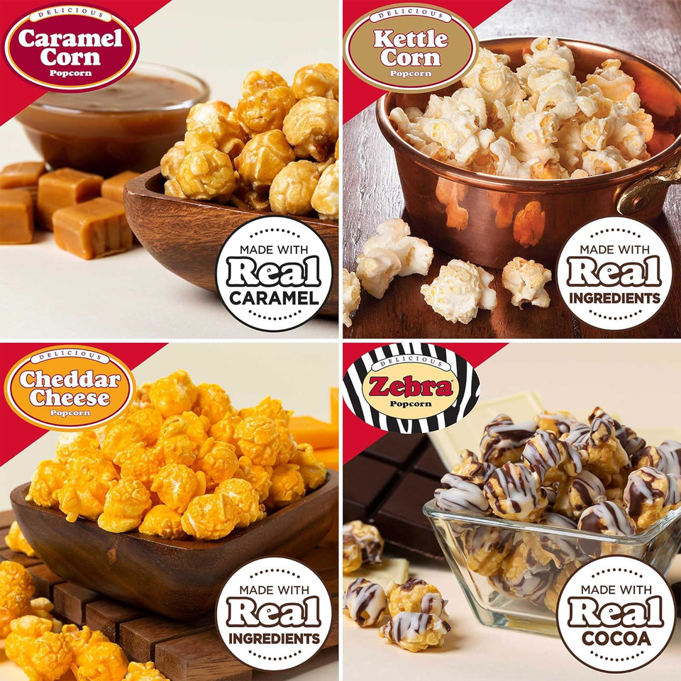 Popcornopolis Gourmet Popcorn Snacks, 12 Cone Variety Snack Packs Gift