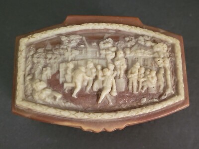 Vintage Incolay Stone Small Jewelry Box Cameo Relief Look | eBay