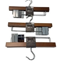 The Refined Closet Wooden Metal Clamp Hangers Pants Trousers Lot of 3 NEW