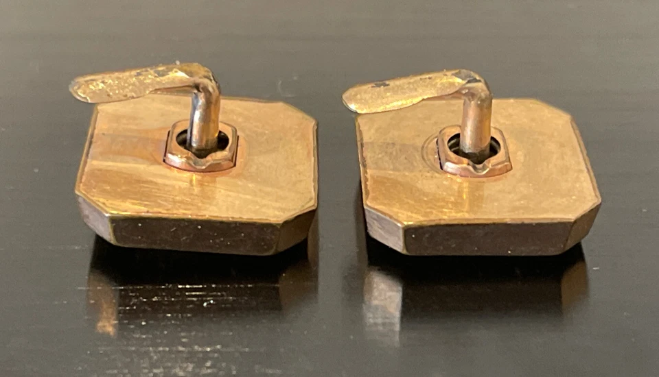 ANTIQUE 1880's GOLD FILLED CUFFLINKS HORSESHOE WITH EMERALD RUBY OPAL STONES - Image 3 of 4