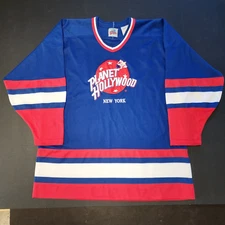 Planet Hollywood New York Hockey NHL Jersey 1991 Sewn Large VG
