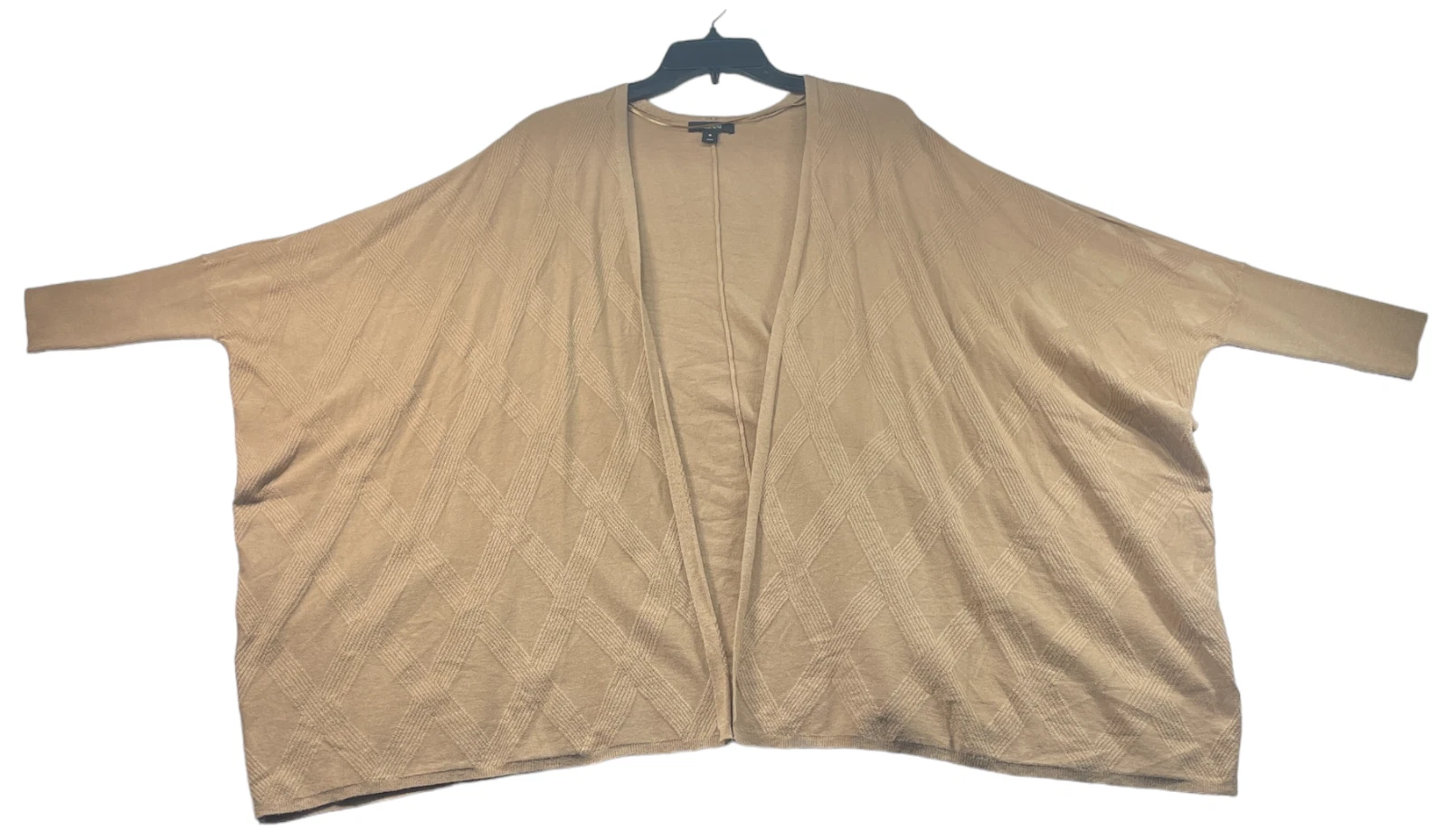 Alfani Poncho Sweater Womens Size Medium Tan Open Front Diamond Knit New