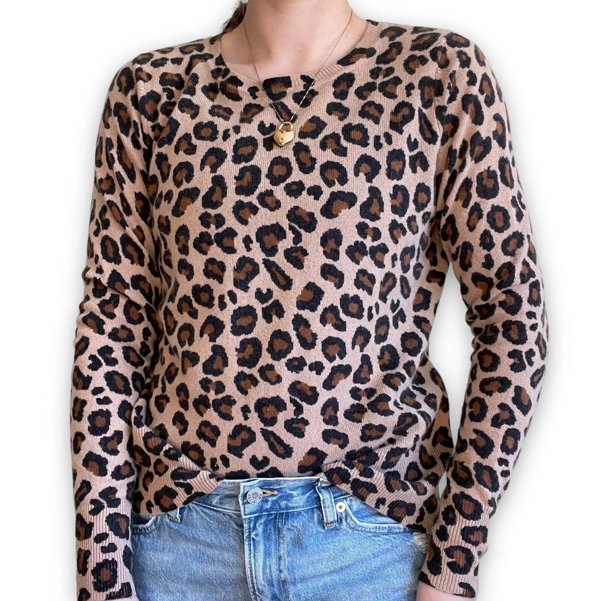 Cynthia Rowley Womens Leopard Cheetah Print 100 Cashmere 2 Ply