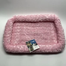 Furhaven Nap Pet Bed Dog Cat Padded Bolster Medium M 21” x 30” Pink Ultra Plush
