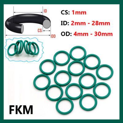 Rubber FKM O Ring Seals Fluorine Rubber Gasket 1mm Cross Section 2mm-28mm ID