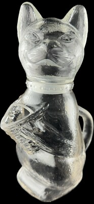 VINTAGE WMF Germany Lidded Clear Glass Cat Kitty Milk Pitcher Dispenser