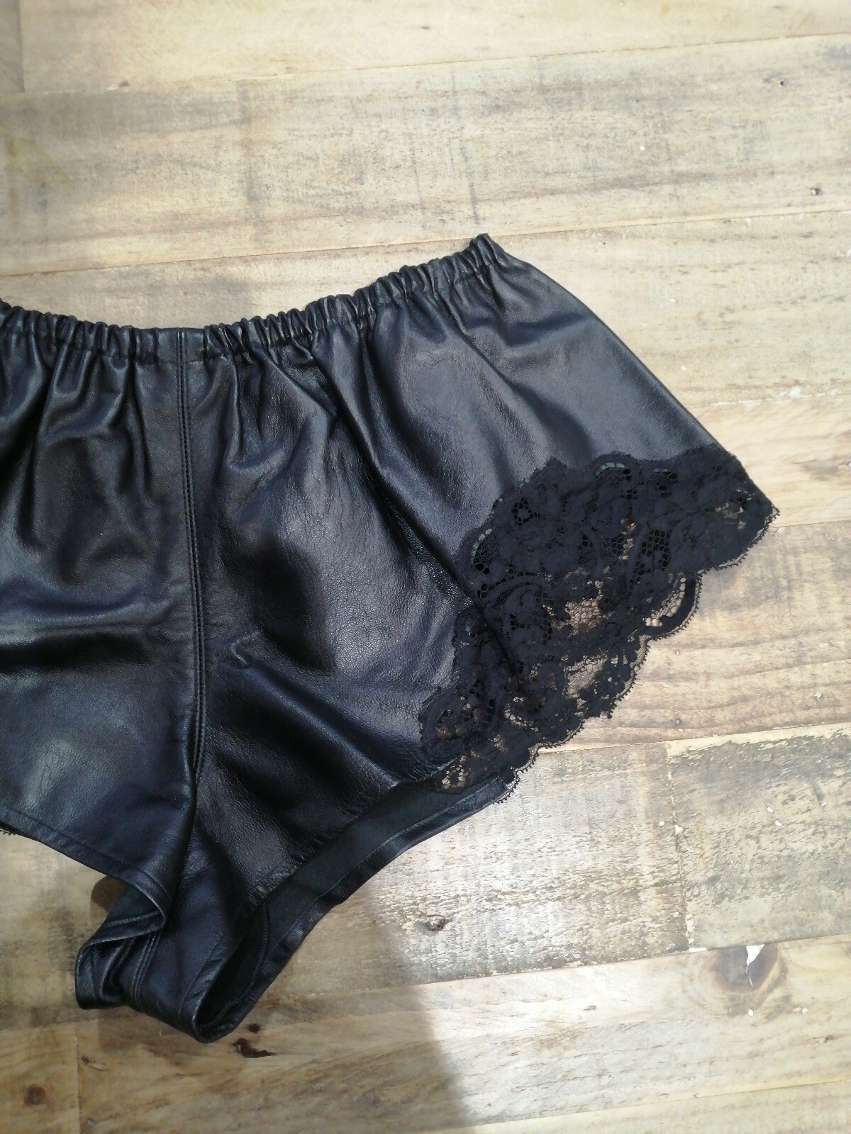 JEAN PAUL GAULTIER LEATHER AND LACE SHORTS SZ S image 2