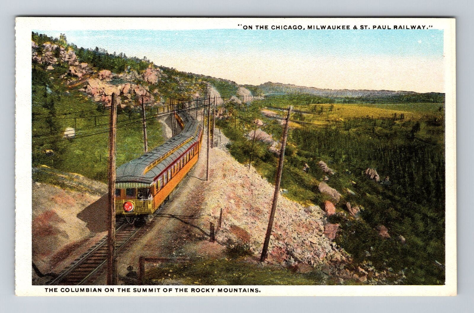 The Columbian Summit Vintage Postcard on Trains and Transportation