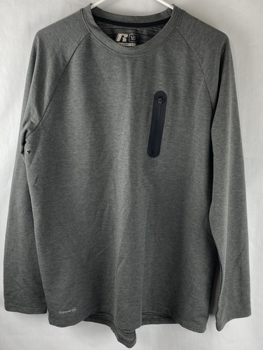 Russell Dri-Power 360 Mens Size L (42-44) Gray Long Sleeve Athletic Shirt