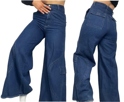 Damen Baggy Jeans Wide Leg Skater Denim Loose Fit Skate Schlaghose Mädchen Y2K