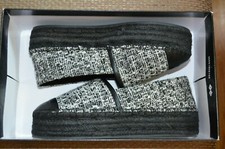 NIB Karl Lagerfeld Paris ALB17 Espadrille Flats Black White Textile Size 6.5