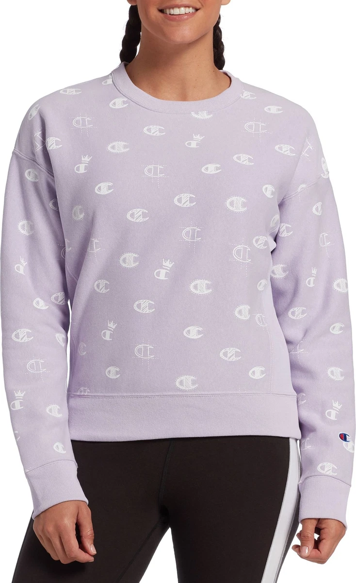 Champion Women s Pale Violet Rose Printed Reverse Weave Sweatshirt