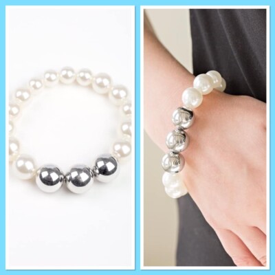 all dressed uptown blue paparazzi white bracelet marble elements in varying