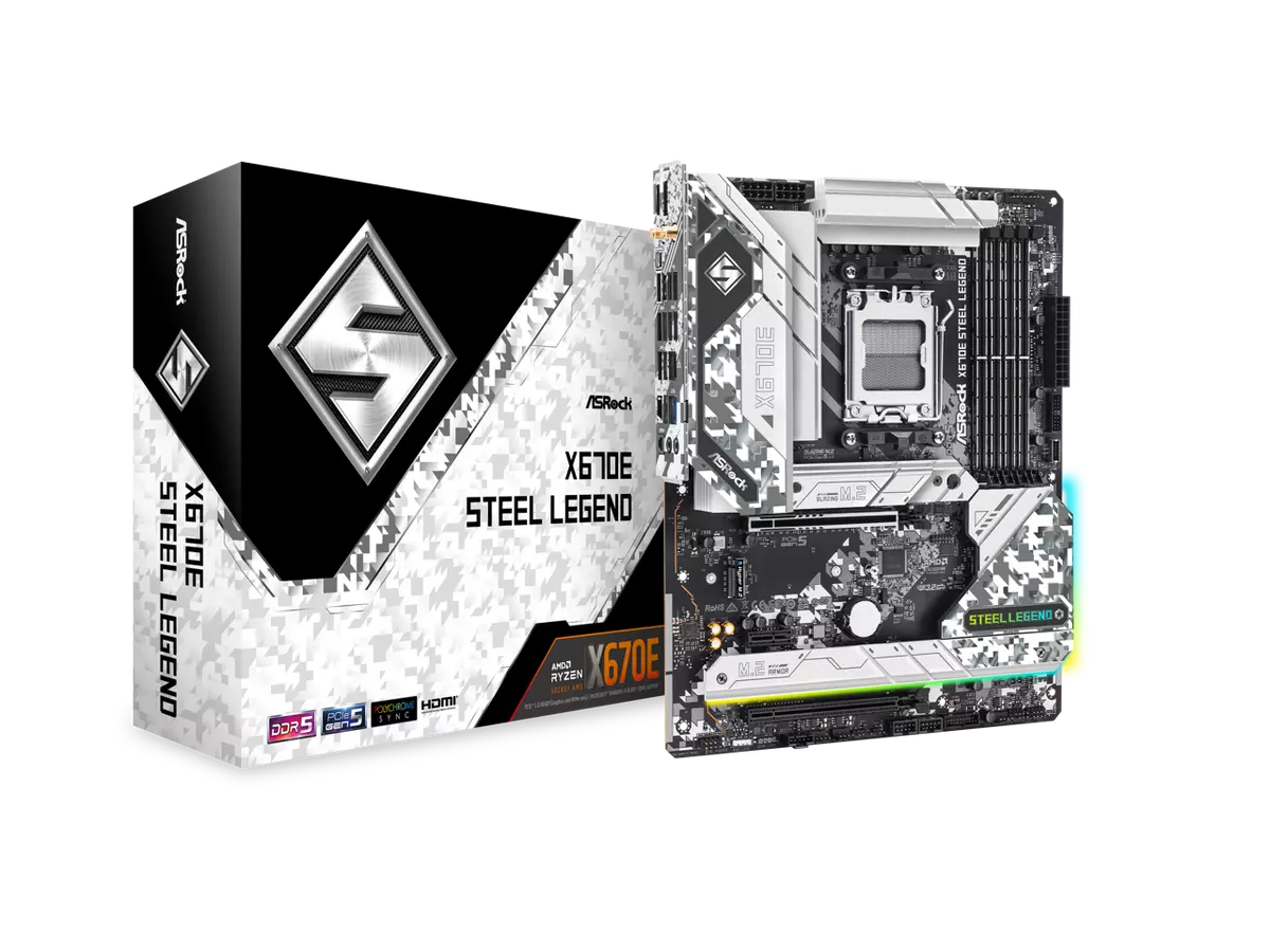 ASRock X670E Steel Legend AM5 DDR5 AMD Ryzen™ 7000 X670E SATA 6Gb/s ATX  Motherbo