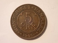 1908 DENMARK 5 ORE COPPER COIN in EXCELLENT CONDITION