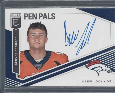 DREW LOCK 2019 ELITE PEN PALS BLUE INK SP ON CARD ROOKIE AUTO RC