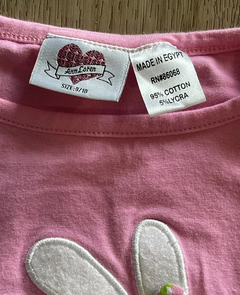 Ann Loren Easter Set Big Girls Size 9/10 Tunic Top & Ruffle Pants Bunny Lace - Image 4 of 4