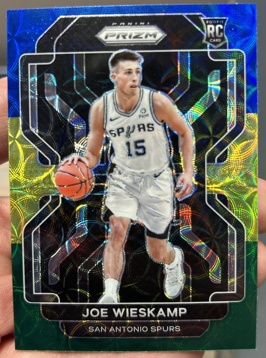 Joe Wieskamp 2021-22 Panini Prizm Blue Yellow Green Choice Rookie #322 NBA