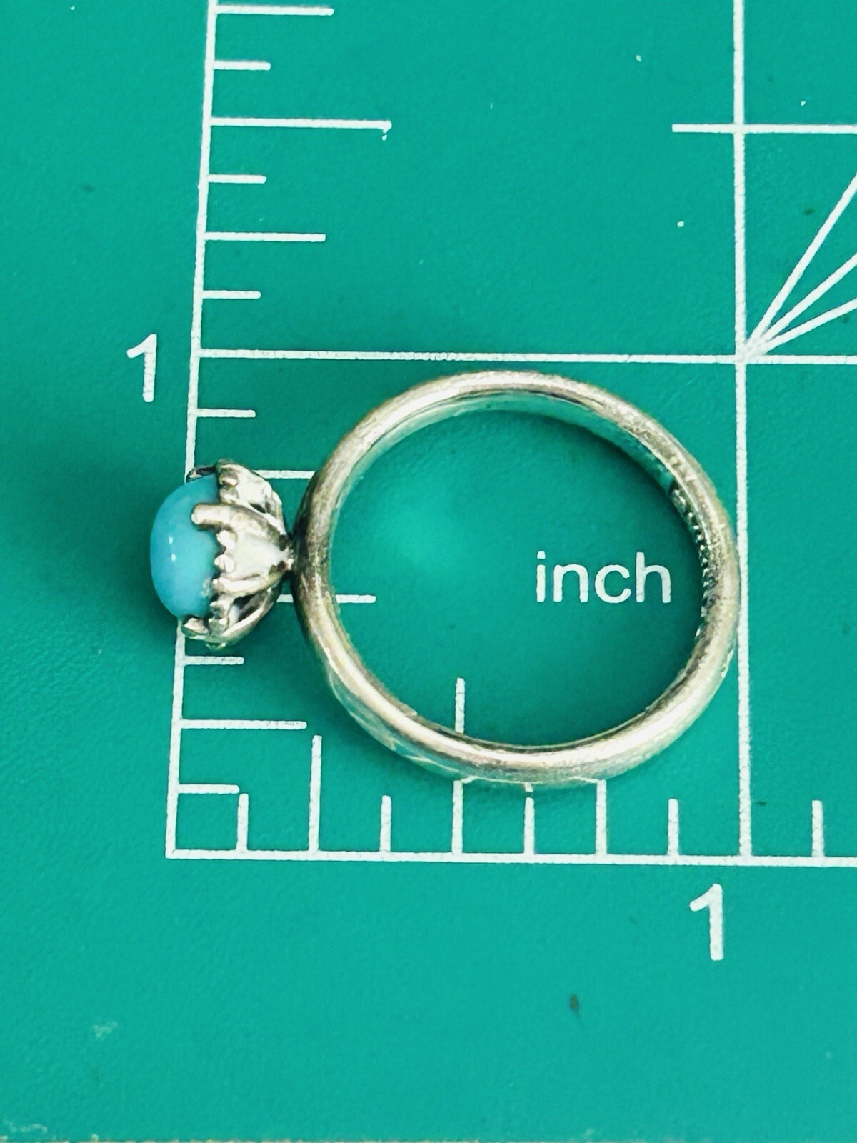 Solid 925 Sterling Silver Turquoise Ring Size 6.2… - image 9