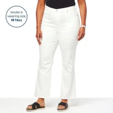 DG2 by Diane Gilman Classic Stretch Straight-Leg Ankle Jean, Ivory, 3X, 793221