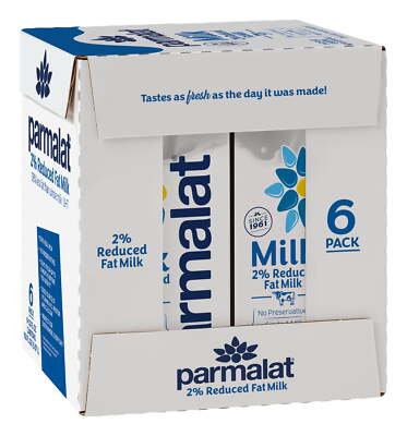 Parmalat UHT 2% Reduced Fat Milk, 32 fl oz, 6 Ct. No refrigeration required