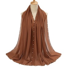 Muslim Women Chiffon Beads Long Scarf Wrap Shawl Islamic Turban Headscarf Stoles