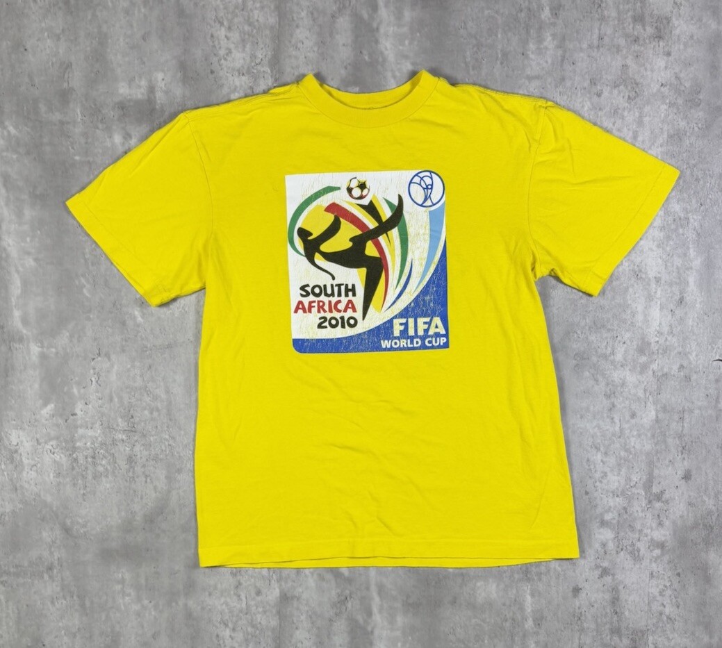 2010 South Africa Fifa World Cup Logo T-Shirt Mens Small Yellow
