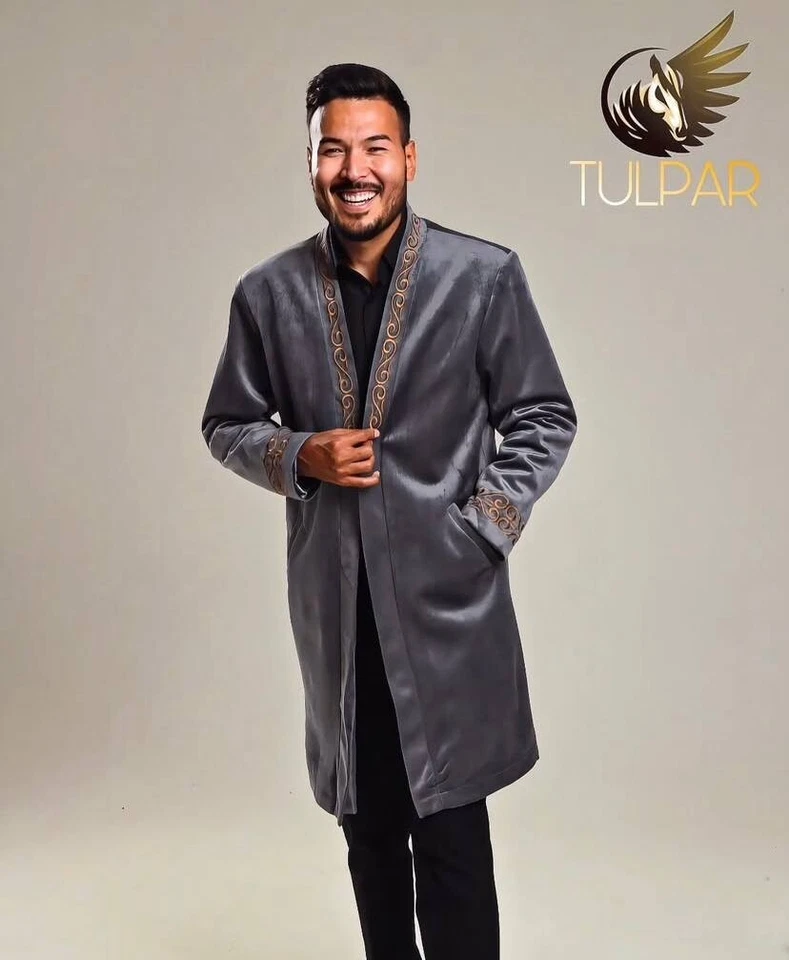 Bata Chapan Kazajo Mongol Étnico Ropa de Lujo Chaqueta Talla Estándar Foto 3 de 3