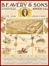 B.F. Avery & Sons Farm Machinery- Louisville NEW Steel Sign: 12x16" Made in USA