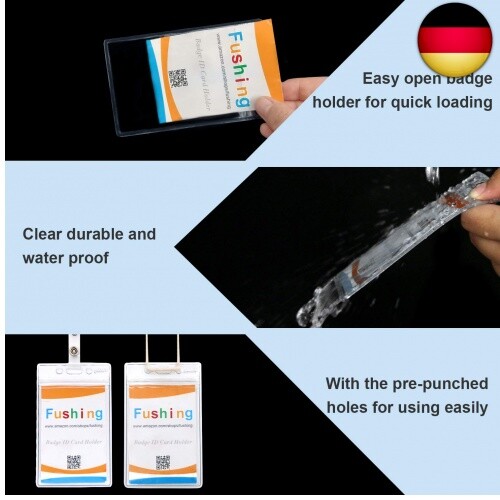 Vertical Id Card Badge Holder - Fushing 20 Stück ausweishüllen id kartenhalter a - Bild 5 von 9