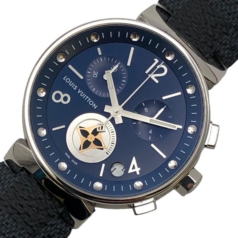 LOUIS VUITTON（LV） OROLOGIO CRONOGRAFO LOUIS VUITTON QA034 TAMBOUR MOONSTAR UOMO NAVY SS QUADRANTE TONDO