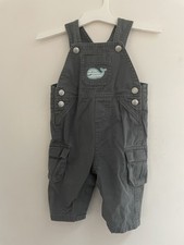 Carter's Baby Boys Cute Striped Whale 100 Cotton Snap Button Overalls Gray 6M