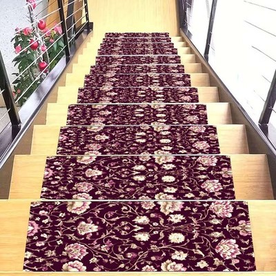 Diatomaceous Earth Non-Slip Stair Tread Mats with Floral Patterns, Suitable fo