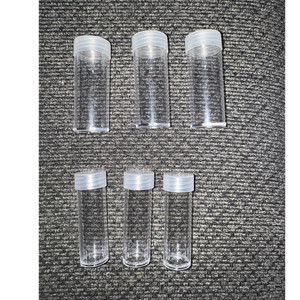 Lot of 6 Clear Plastic Coin Storage Tubes with Screw-On Caps 3 Dimes 3 Quarter