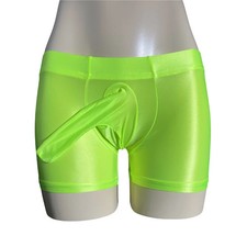 Boxer uomo lucido olio mutande tubino convesso marsupio intimo slip trasparente