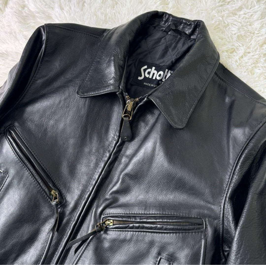 Schott 637 Leather Jacket Size 38 M Black D Pocket Rare Vintage 