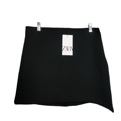 Zara Black Spiked Hem Mini Skirt Women's L Preppy Minimalist 