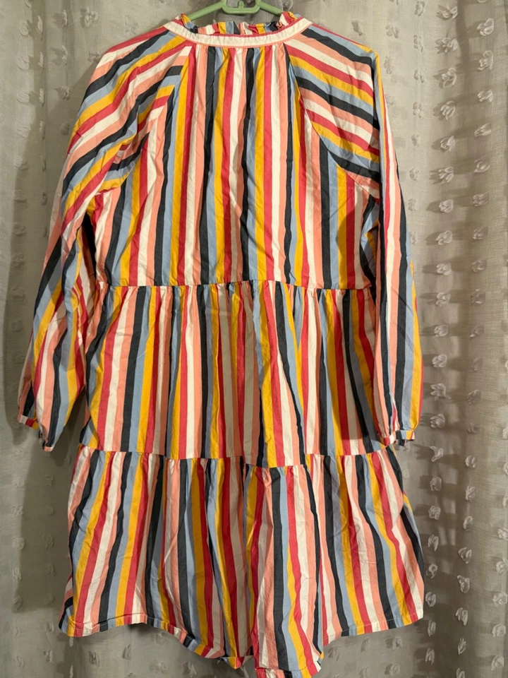 Usado J. Vestido redondo a rayas para mujer con volantes y cuello en V en capas talla grande Foto 2 de 4