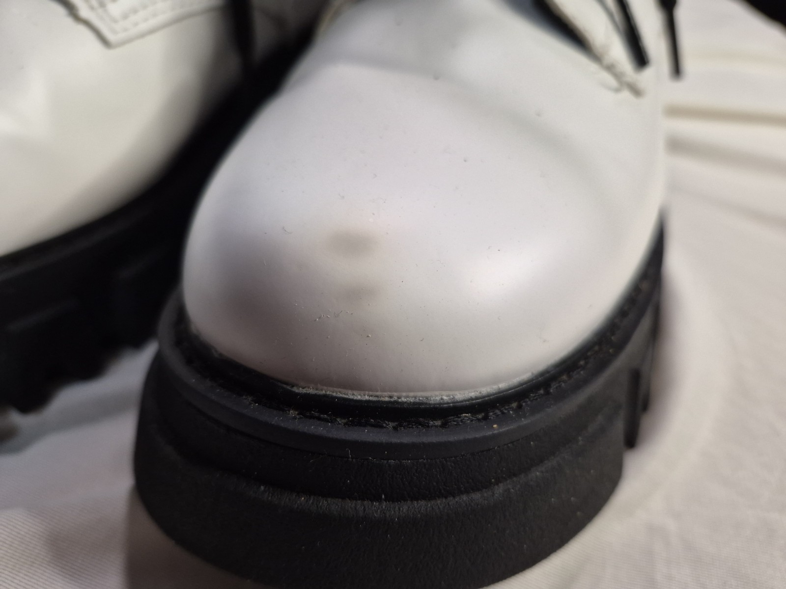 Levi's White Boots Combat Womens Laces Zipper Platform Black Sole 8.5 thumbnail 14