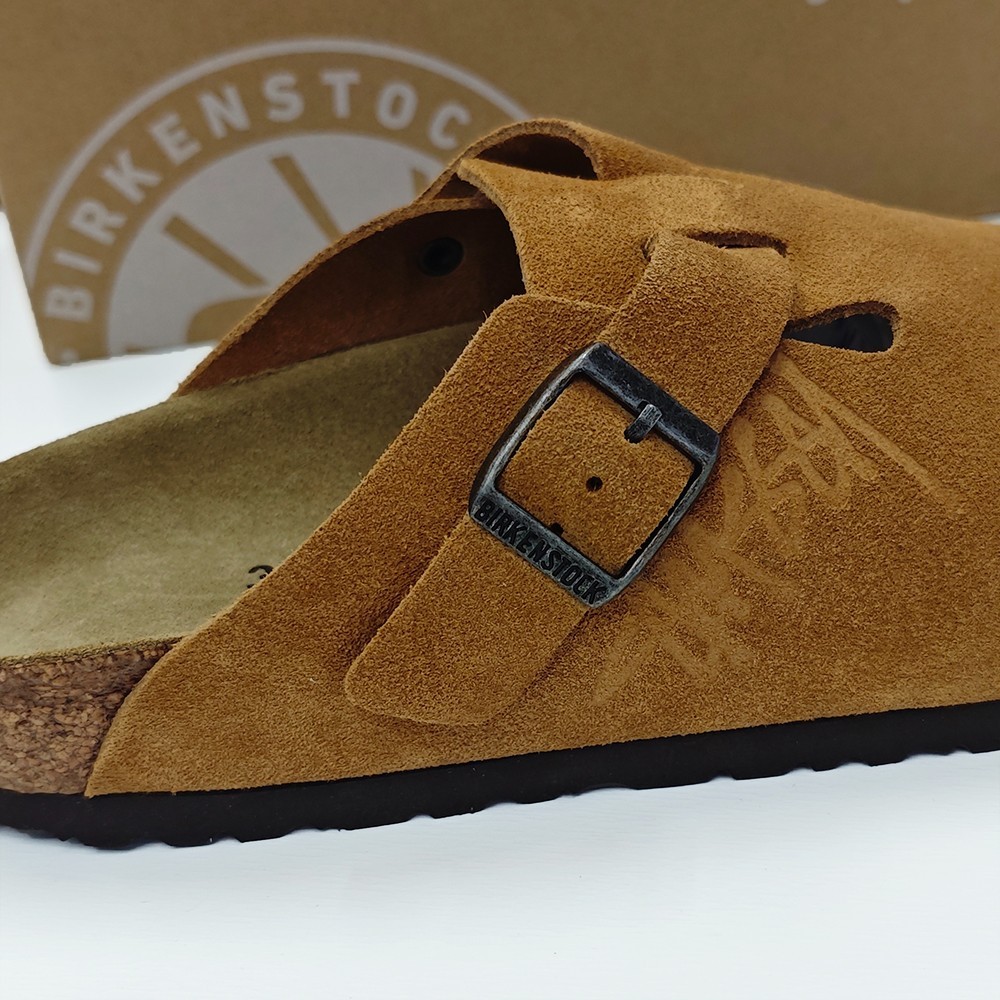 Birkenstock Boston x Stussy Wide Caramel Soft Footbed Clog